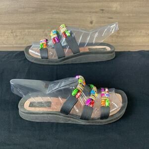 Grandco Women's Beaded and Bejeweled Slip On Open Toe Sandals Size 9